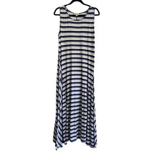 Max Studio (M.S.S.P.) Striped Blue White Flowy Comfy Maxi Dress Size XL